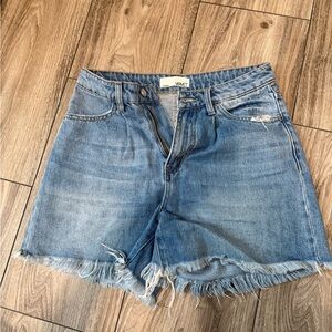 Vervet by Flying Monkey Light Blue Distressed High-Rise Denim Shorts